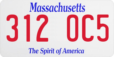 MA license plate 312OC5
