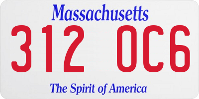 MA license plate 312OC6