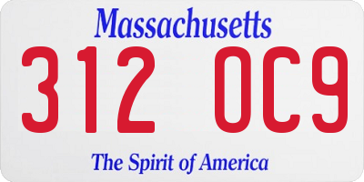 MA license plate 312OC9