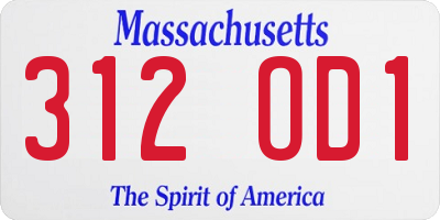 MA license plate 312OD1
