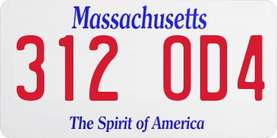 MA license plate 312OD4