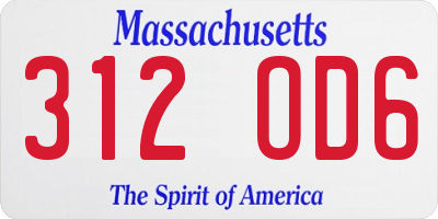 MA license plate 312OD6