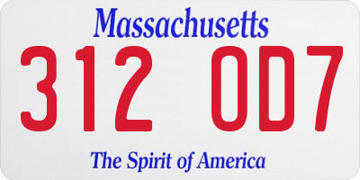 MA license plate 312OD7