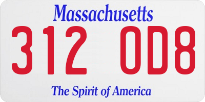 MA license plate 312OD8