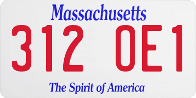 MA license plate 312OE1