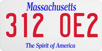MA license plate 312OE2