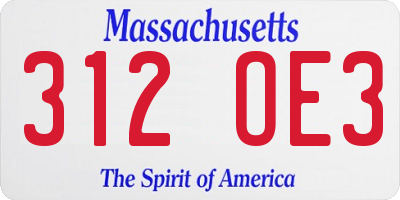 MA license plate 312OE3
