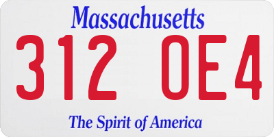 MA license plate 312OE4