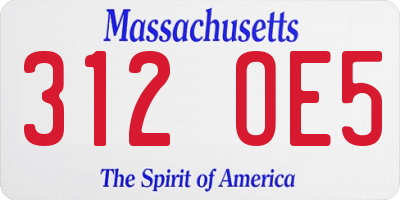 MA license plate 312OE5