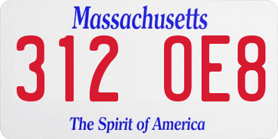 MA license plate 312OE8