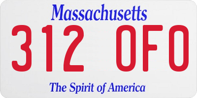 MA license plate 312OF0
