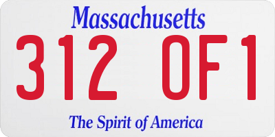 MA license plate 312OF1