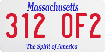 MA license plate 312OF2