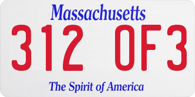 MA license plate 312OF3