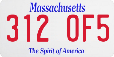 MA license plate 312OF5