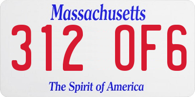 MA license plate 312OF6