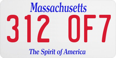 MA license plate 312OF7
