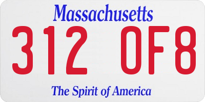 MA license plate 312OF8