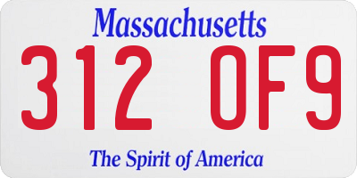 MA license plate 312OF9