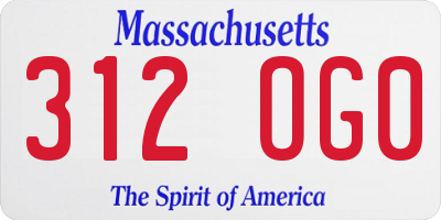 MA license plate 312OG0