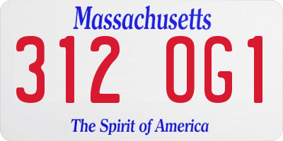 MA license plate 312OG1