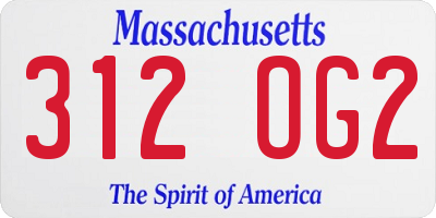 MA license plate 312OG2