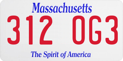 MA license plate 312OG3