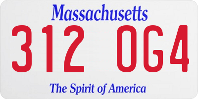 MA license plate 312OG4