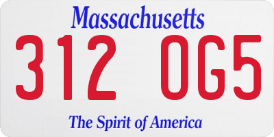 MA license plate 312OG5