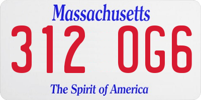 MA license plate 312OG6