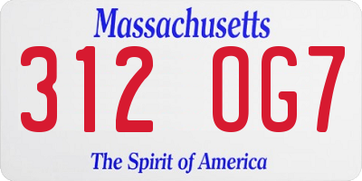 MA license plate 312OG7