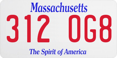 MA license plate 312OG8