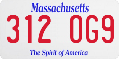 MA license plate 312OG9