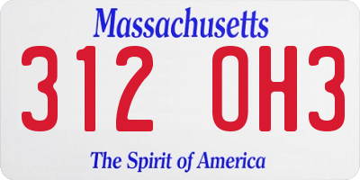 MA license plate 312OH3