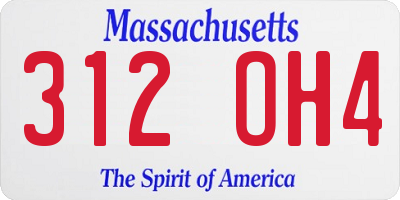MA license plate 312OH4