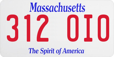 MA license plate 312OI0