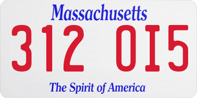 MA license plate 312OI5