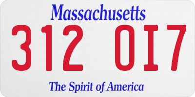 MA license plate 312OI7