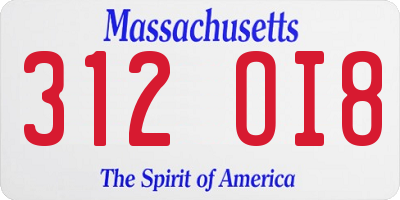 MA license plate 312OI8