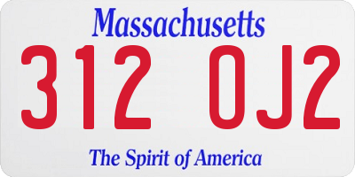 MA license plate 312OJ2