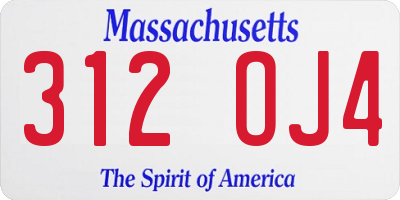 MA license plate 312OJ4