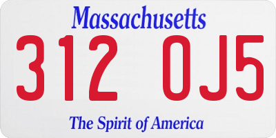 MA license plate 312OJ5
