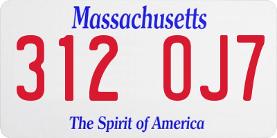 MA license plate 312OJ7