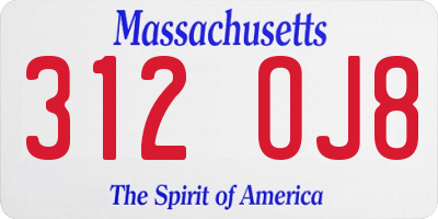 MA license plate 312OJ8