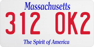 MA license plate 312OK2