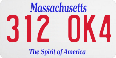 MA license plate 312OK4