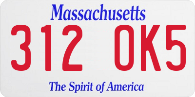 MA license plate 312OK5