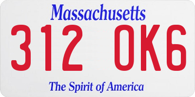 MA license plate 312OK6
