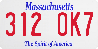 MA license plate 312OK7