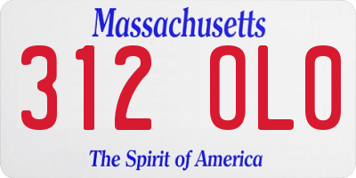 MA license plate 312OL0